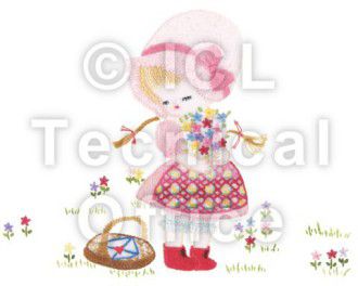 刺繍デザイン画像001：花を摘むアリス